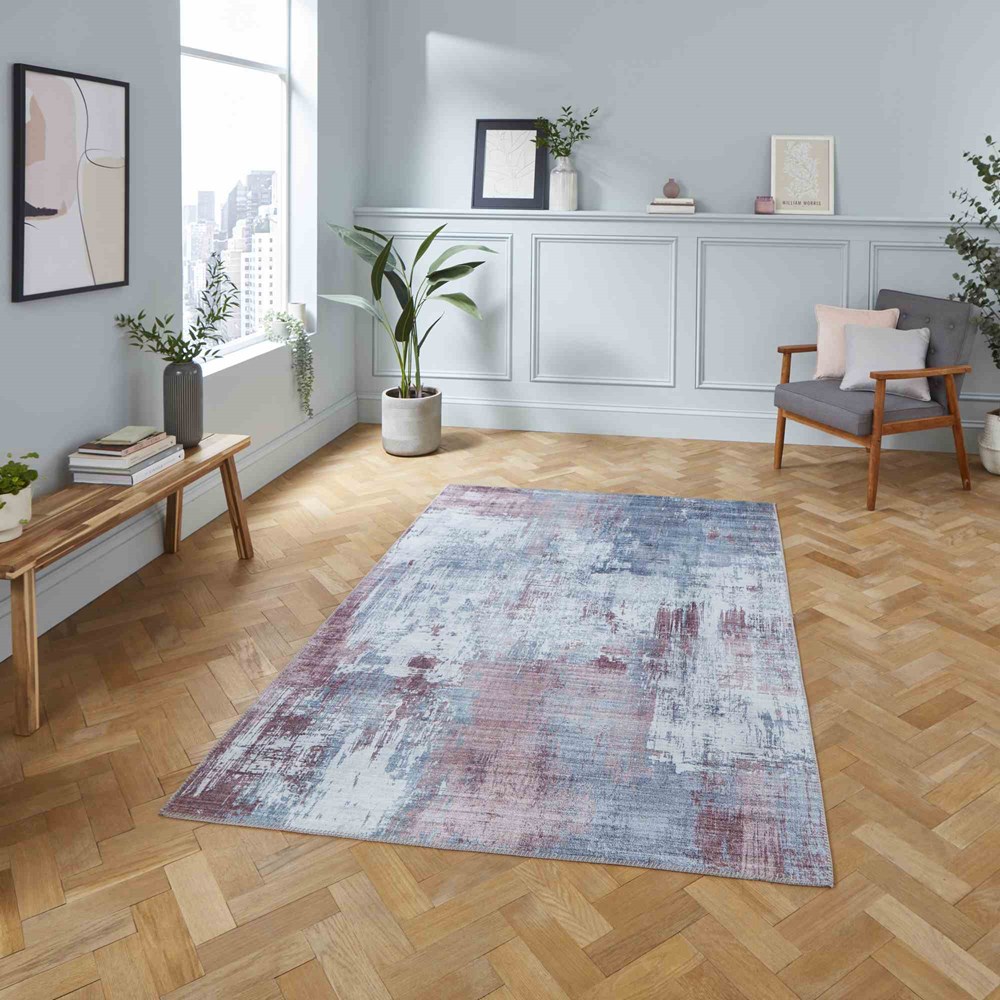 Rio G5536 Modern Distressed Abstract Rug in Grey Rose